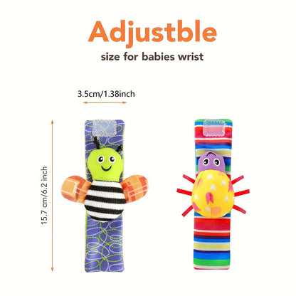 Baby Sensory Play Tambourine - Safe Teething Rattles, Musical Wrist & Sock Bells, Ideal for 0-3 Yrs - Perfect Holiday Gift