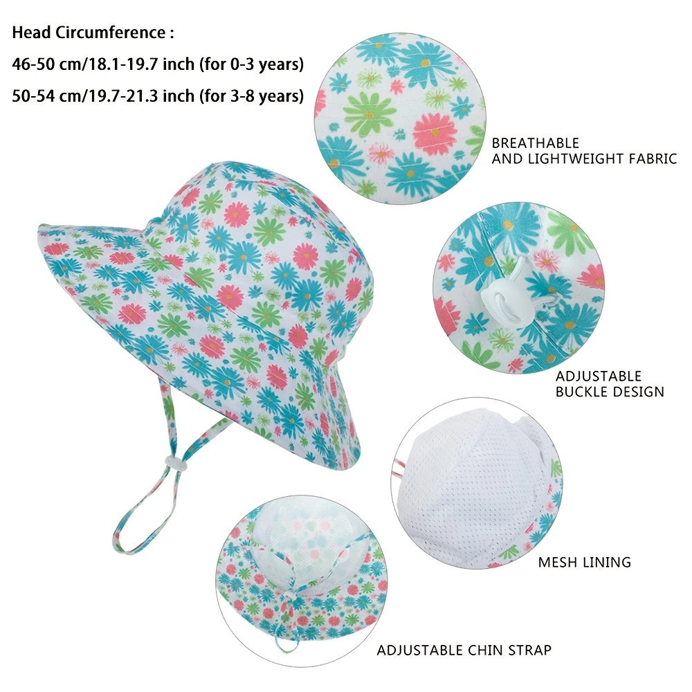 Summer Baby Sun Hats for Girls And Boys, Beach Bucket Hats for Ages 0-8.