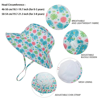 Summer Baby Sun Hats for Girls And Boys, Beach Bucket Hats for Ages 0-8.